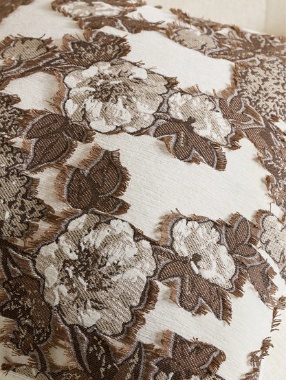 Cirelle 1pc/2pcs Brown Floral Throw Pillow Cover, Textured Jacquard Cushion Case, Coffee & Cream Vintage Decorative Pillow Shell For Couch Sofa Bedroom Living Room Home Decor (No Insert)