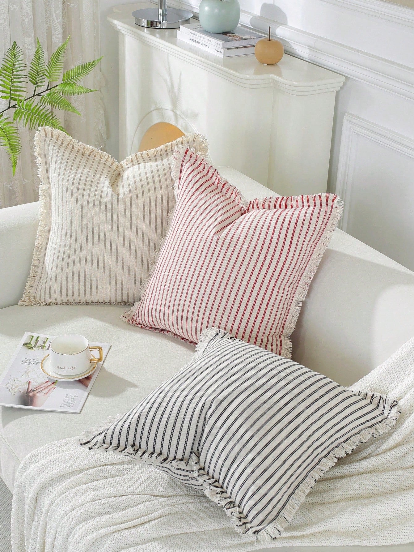 Cirelle 1pc Farmhouse Style Fringe Decorative Throw Pillow Cover, Home Decor