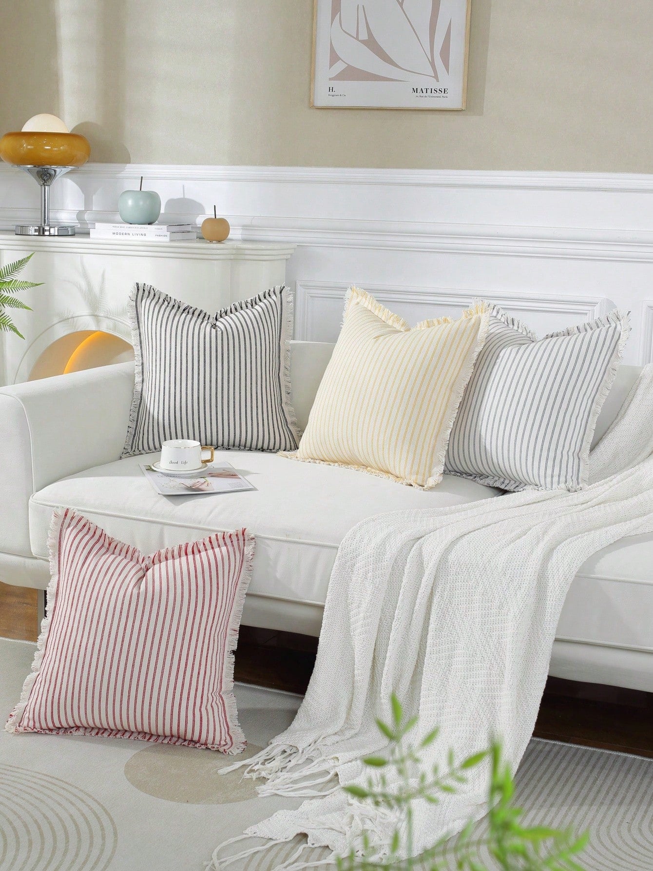 Cirelle 1pc Farmhouse Style Fringe Decorative Throw Pillow Cover, Home Decor