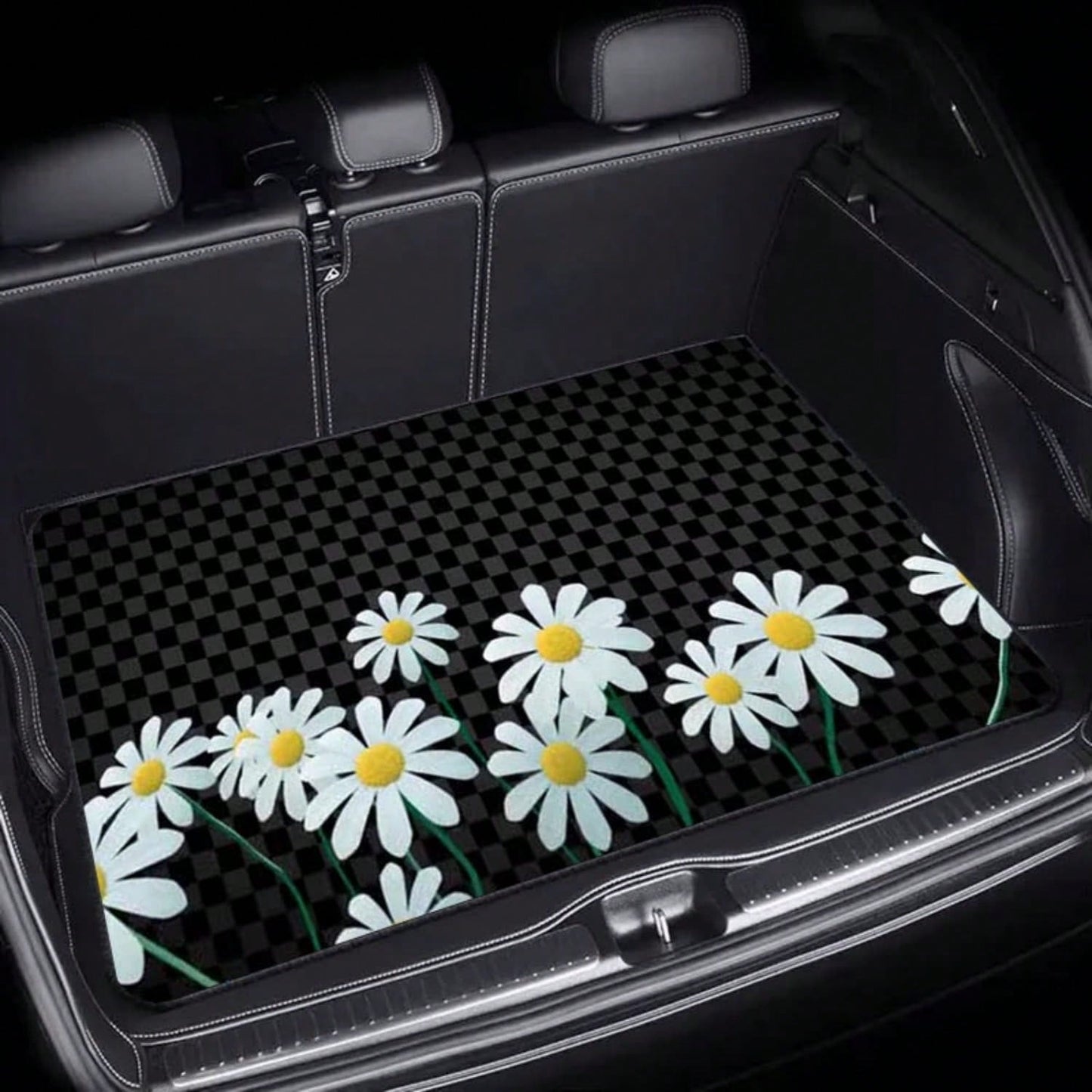 CKnight Item Picture 1pc Car Trunk Mat Size 75x100 Daisy Design Durable Material Universal Car Models Trunks Protects Cargo Easy To And Adds A Touch Of Stylish Beauty To The