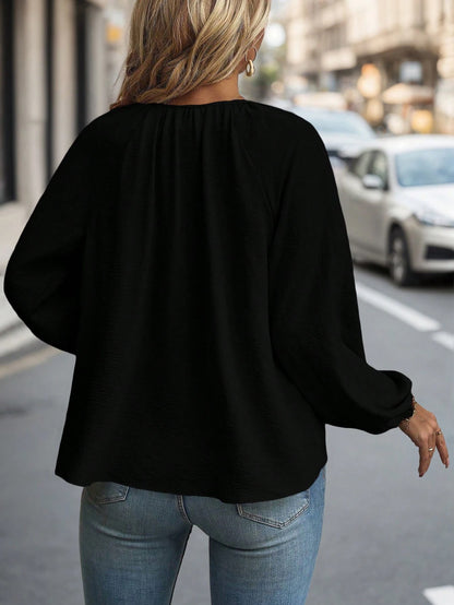 Clasi Plus Size Women's Front-Tied Lantern Sleeve Blouse Fall Cloth For Women