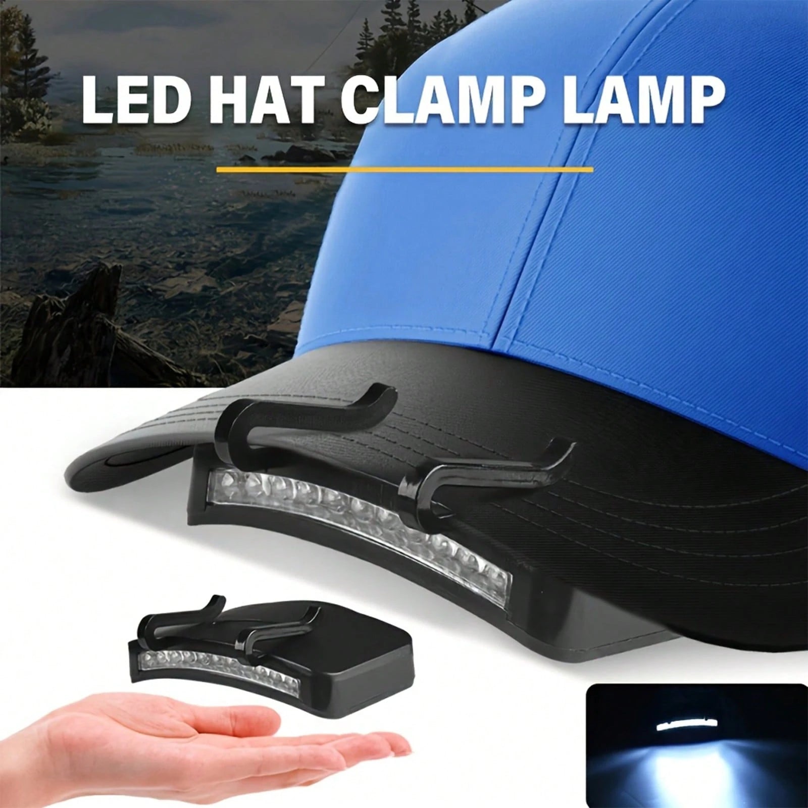 Clip-On LED Hat Light, Under-Visor Headlamp, Splash-Resistant, Ideal For Cycling, Hiking, And Camping (Batteries Not Included)
