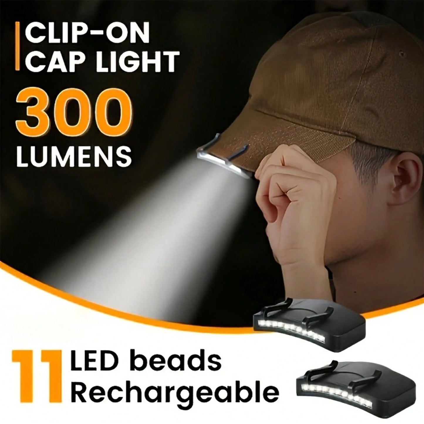 Clip-On LED Hat Light, Under-Visor Headlamp, Splash-Resistant, Ideal For Cycling, Hiking, And Camping (Batteries Not Included)