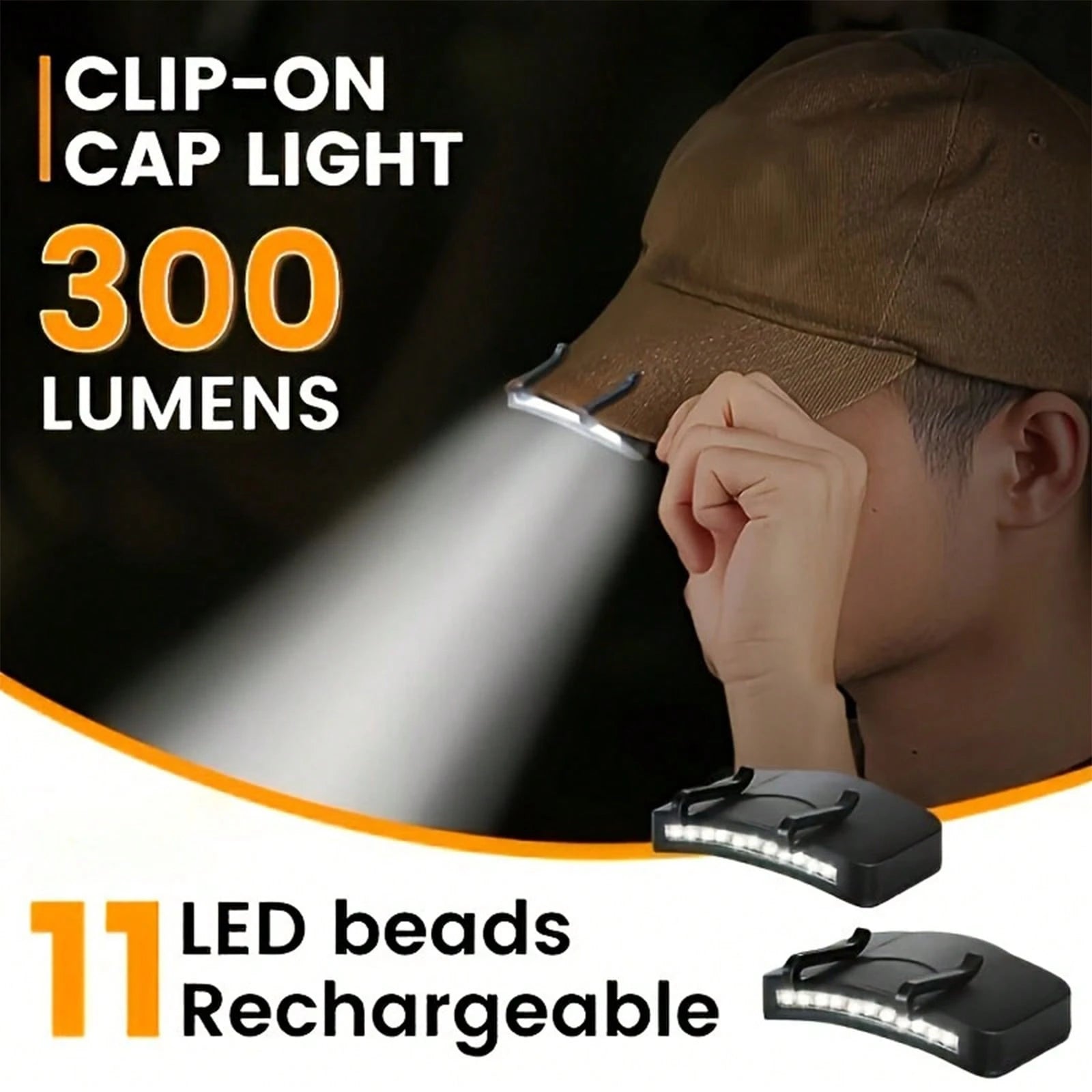 Clip-On LED Hat Light, Under-Visor Headlamp, Splash-Resistant, Ideal For Cycling, Hiking, And Camping (Batteries Not Included)