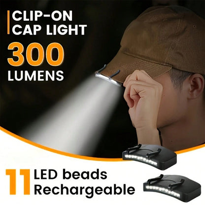 Clip-On LED Hat Light, Under-Visor Headlamp, Splash-Resistant, Ideal For Cycling, Hiking, And Camping (Batteries Not Included)
