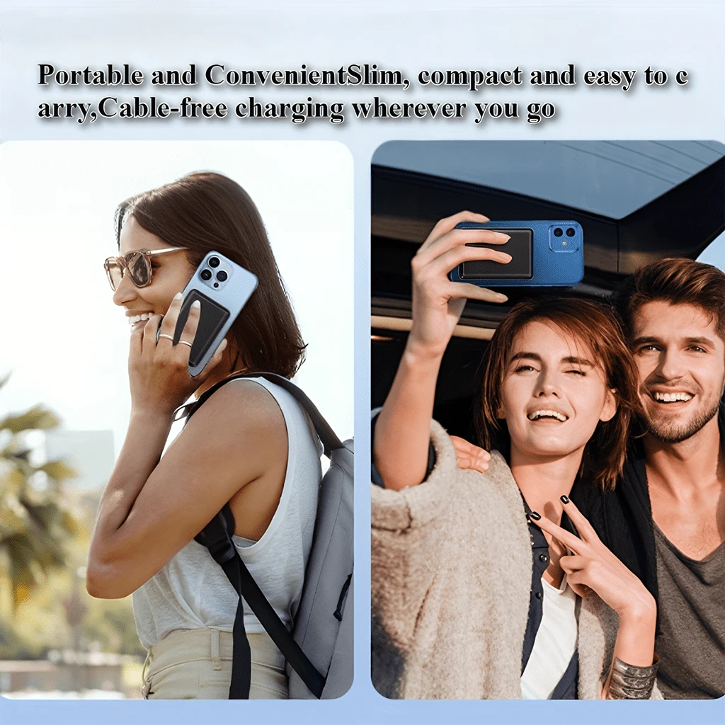 College Essentials 5000mAh Magnetic Wireless Portable Charger 15W Magnetic Charging 22.5W Fast Wired Power Bank Slim Lightweight Phone Charger Dual Device Charging Strong Suction Precise Alignment Com