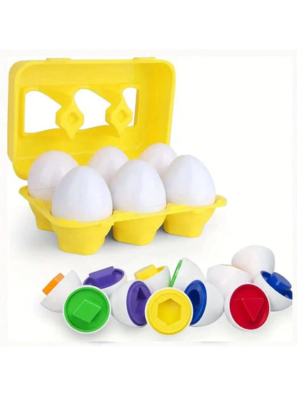 Color And Shape Matching Easter Eggs, Educational Easter Egg Set Toy With Blue Egg Tray, Early Learning Shape And Sorting Recognition Puzzle Skills, Suitable For Toddlers And Kids, Can Be Used As East