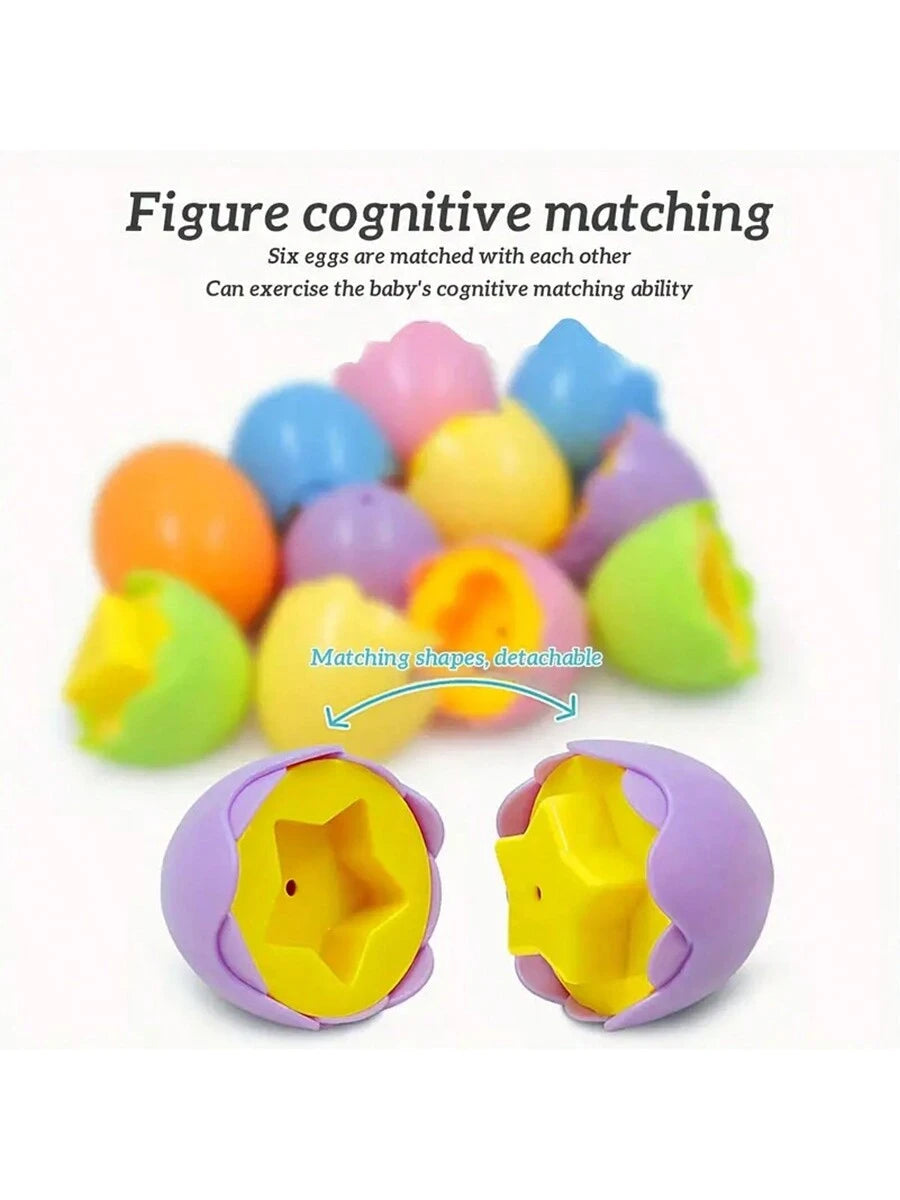 Color And Shape Matching Easter Eggs, Educational Easter Egg Set Toy With Blue Egg Tray, Early Learning Shape And Sorting Recognition Puzzle Skills, Suitable For Toddlers And Kids, Can Be Used As East