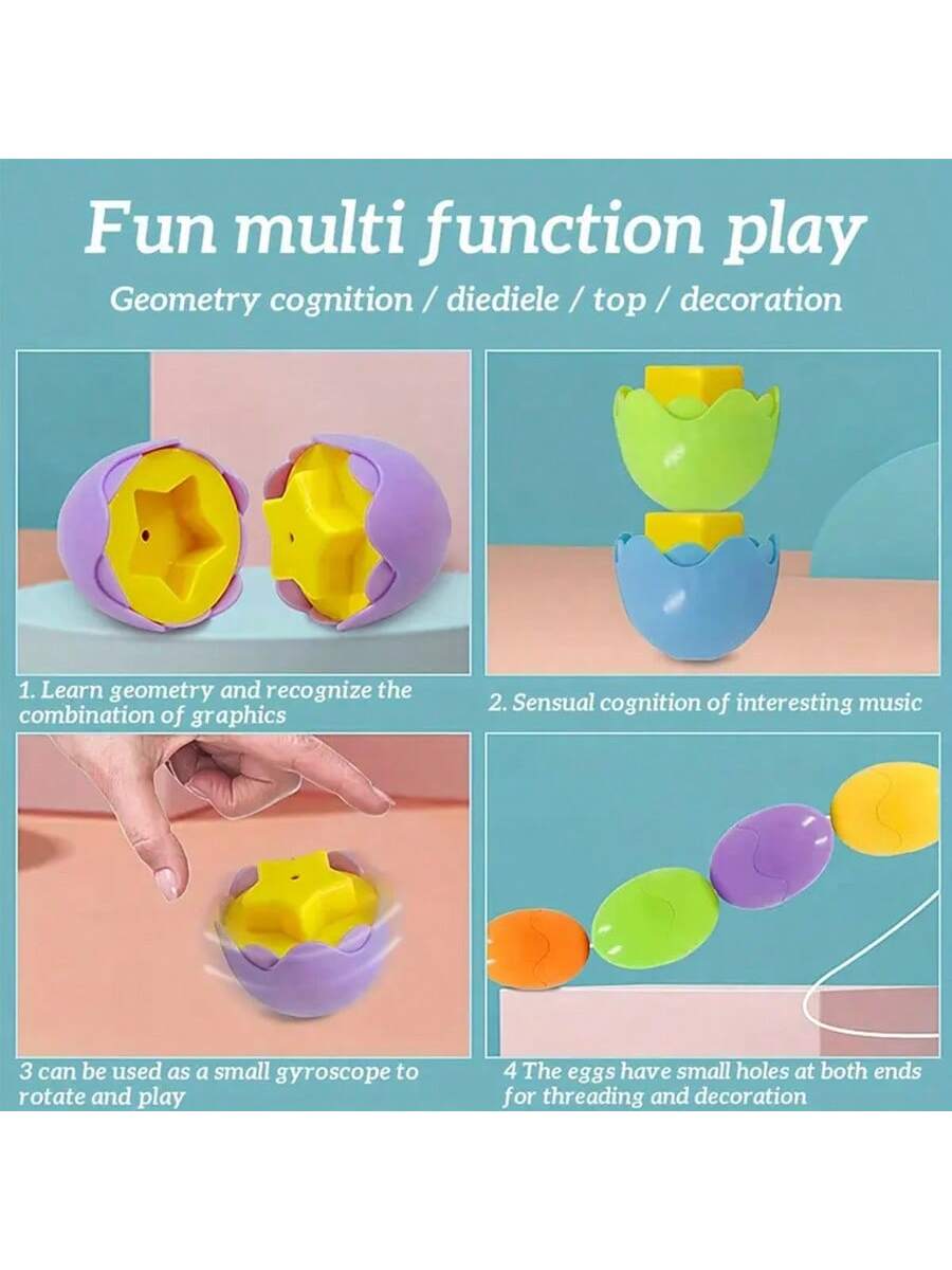 Color And Shape Matching Easter Eggs, Educational Easter Egg Set Toy With Blue Egg Tray, Early Learning Shape And Sorting Recognition Puzzle Skills, Suitable For Toddlers And Kids, Can Be Used As East