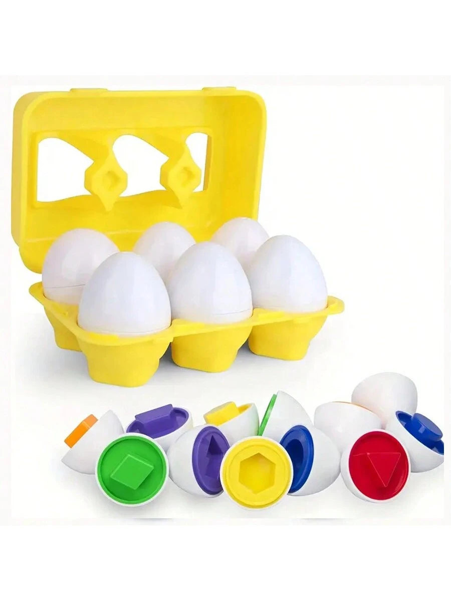 Color Shape Matching Eggs, Educational Easter Eggs Set Toy With Blue Egg Holder, Early Learning Shapes & Sorting Recognition Puzzle Skills Study For Toddlers Kids Easter Basket Stuffers Gifts(The Inte