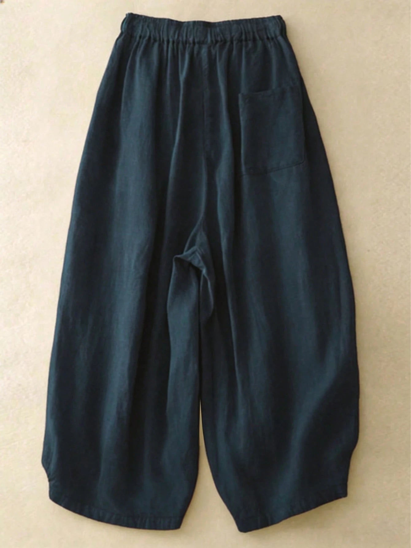 Comfortable Casual High Waist Elastic Linen Drape Pants, Suitable For Autumn & Summer Spring