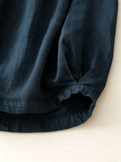 Comfortable Casual High Waist Elastic Linen Drape Pants, Suitable For Autumn & Summer Spring