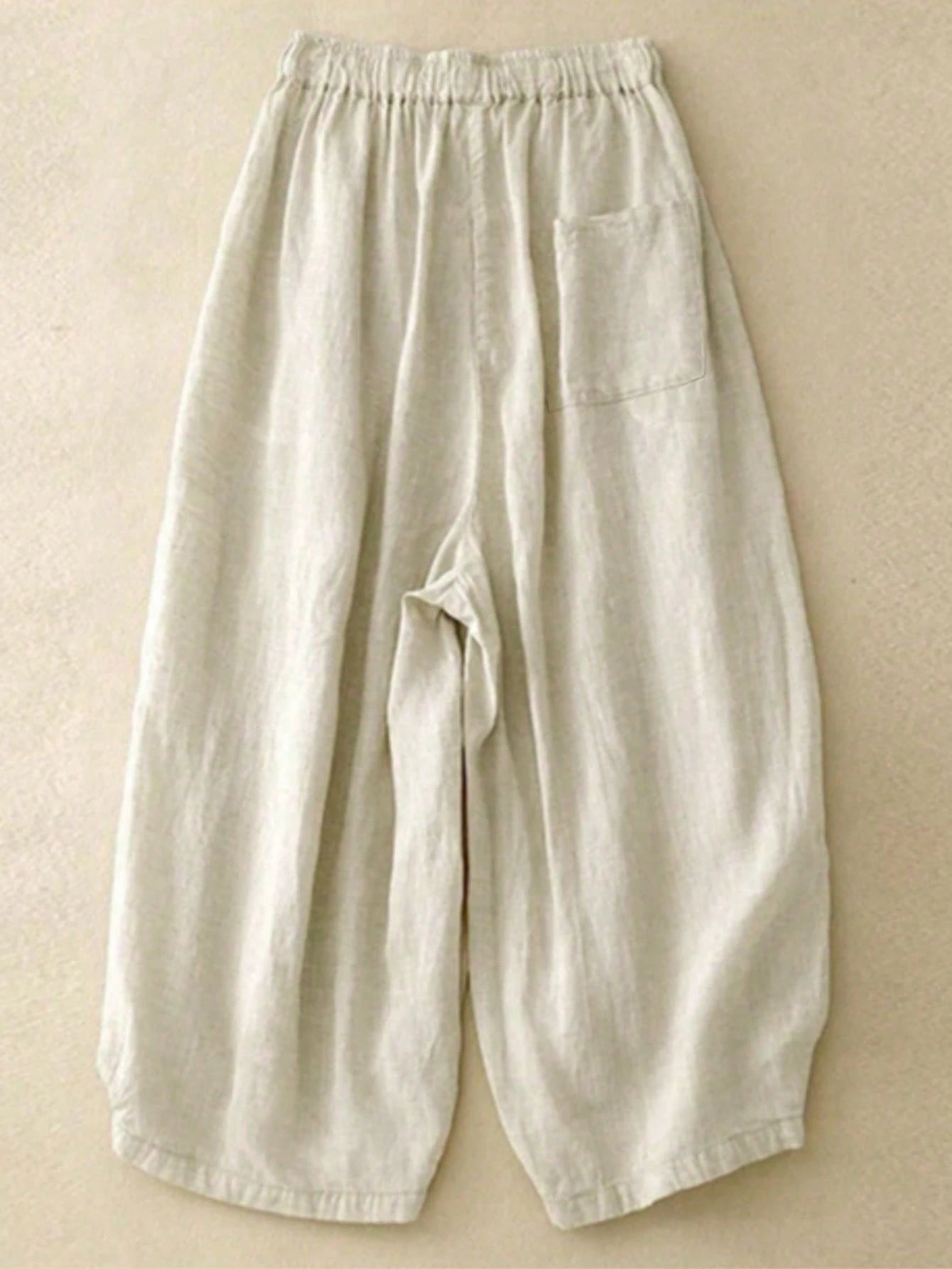 Comfortable Casual High Waist Elastic Linen Drape Pants, Suitable For Autumn & Summer Spring