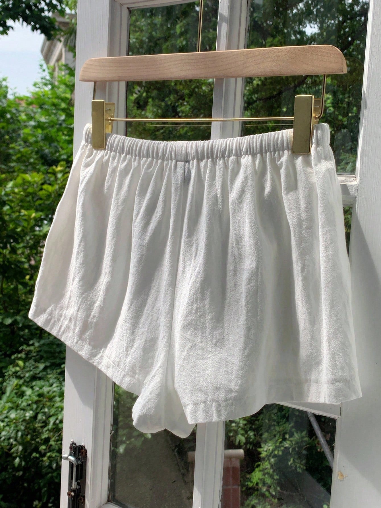 Comfortcana Women Casual Loose Drawstring Solid Color Shorts, Versatile For Everyday Wear White Linen Shorts Lounge Summer