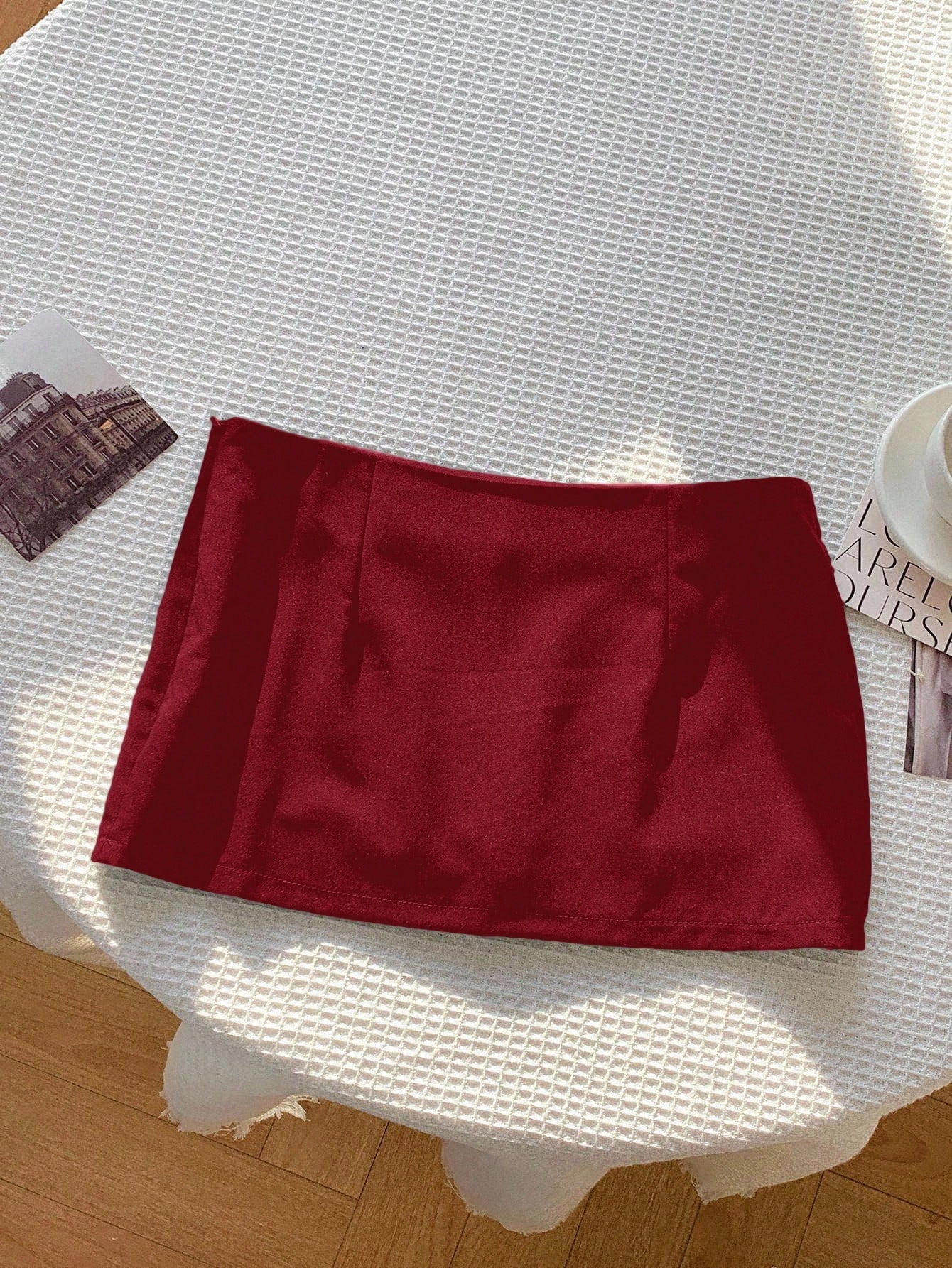 Comfortcana Women Solid Color Low-Waist Short Casual Skirt