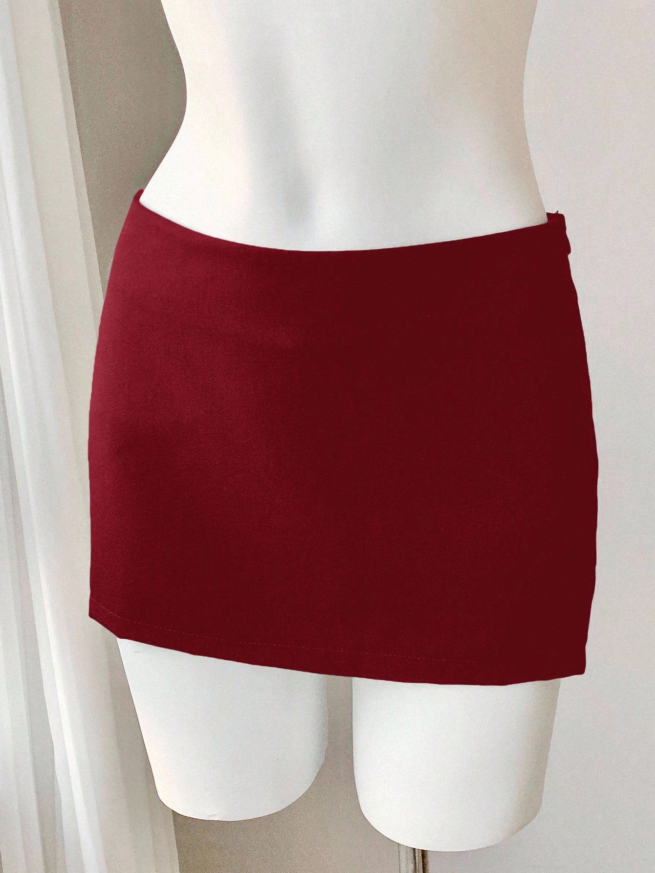 Comfortcana Women Solid Color Low-Waist Short Casual Skirt