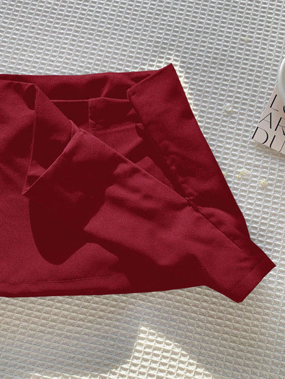 Comfortcana Women Solid Color Low-Waist Short Casual Skirt