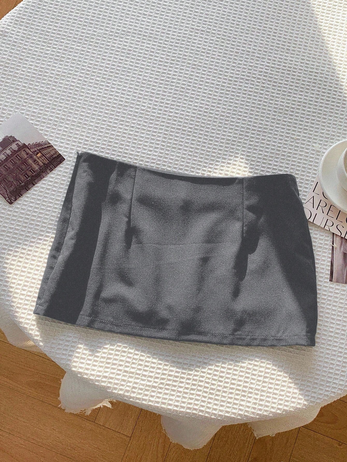 Comfortcana Women Solid Color Low-Waist Short Casual Skirt