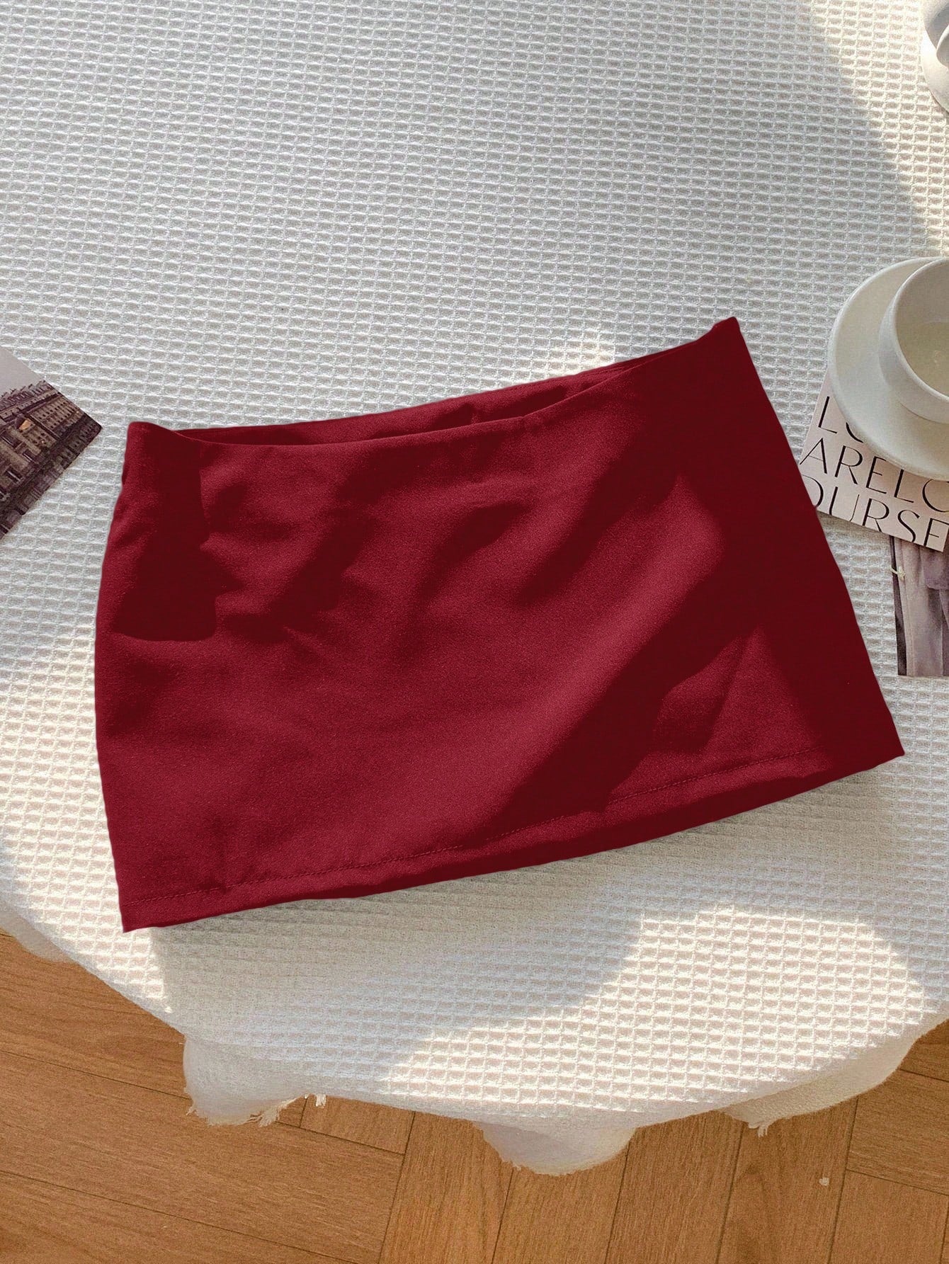 Comfortcana Women Solid Color Low-Waist Short Casual Skirt