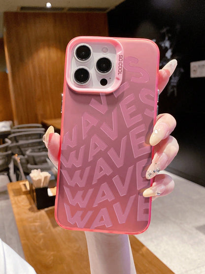 Compatible With IPhone 16, 15, 14, 13, 12, 11 Pro Max// Redmi/ OPPO/ Infinix Series, 1pc Fashionable Personalized Waves English Flat Printing Pattern, Anti-Fall, Anti-Fingerprint, Anti-Shock, With
