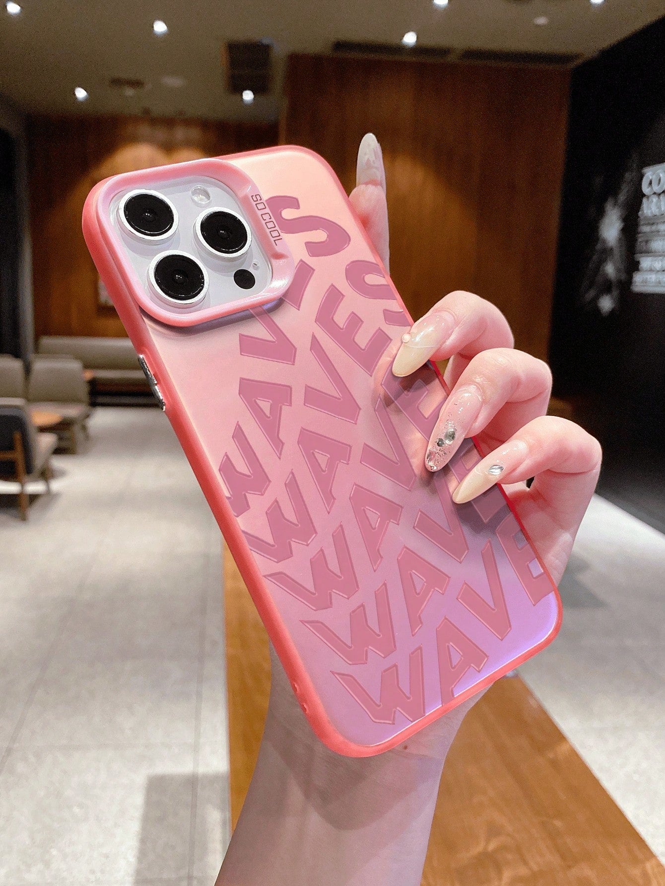 Compatible With IPhone 16, 15, 14, 13, 12, 11 Pro Max// Redmi/ OPPO/ Infinix Series, 1pc Fashionable Personalized Waves English Flat Printing Pattern, Anti-Fall, Anti-Fingerprint, Anti-Shock, With