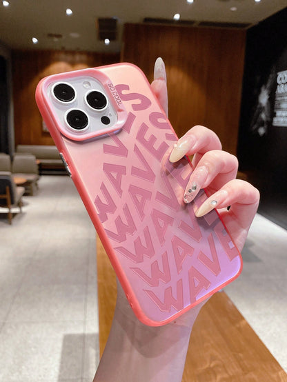 Compatible With IPhone 16, 15, 14, 13, 12, 11 Pro Max// Redmi/ OPPO/ Infinix Series, 1pc Fashionable Personalized Waves English Flat Printing Pattern, Anti-Fall, Anti-Fingerprint, Anti-Shock, With