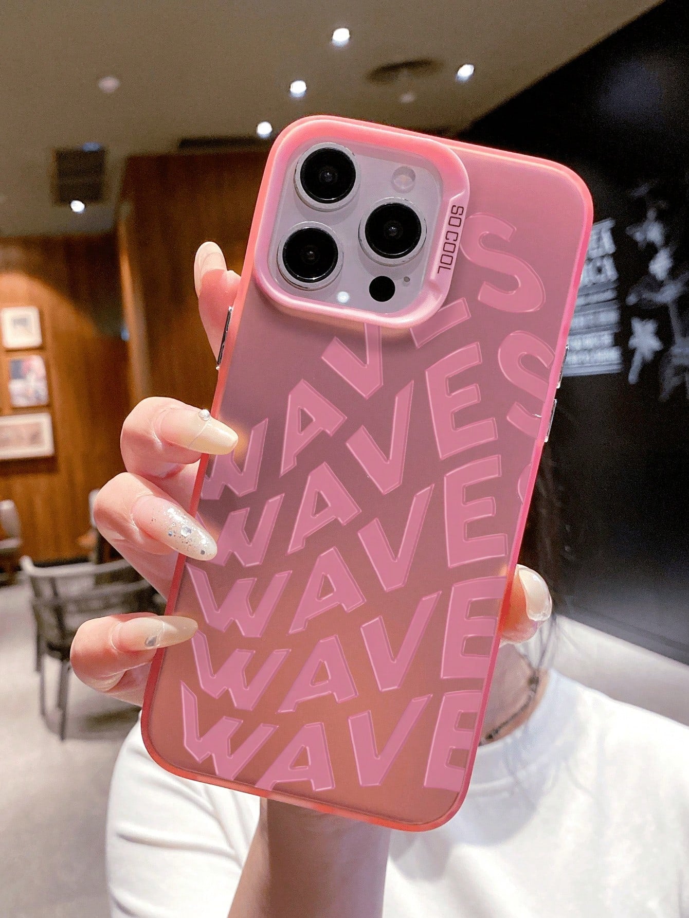 Compatible With IPhone 16, 15, 14, 13, 12, 11 Pro Max// Redmi/ OPPO/ Infinix Series, 1pc Fashionable Personalized Waves English Flat Printing Pattern, Anti-Fall, Anti-Fingerprint, Anti-Shock, With
