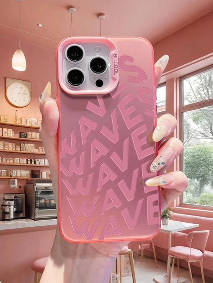 Compatible With IPhone 16, 15, 14, 13, 12, 11 Pro Max// Redmi/ OPPO/ Infinix Series, 1pc Fashionable Personalized Waves English Flat Printing Pattern, Anti-Fall, Anti-Fingerprint, Anti-Shock, With