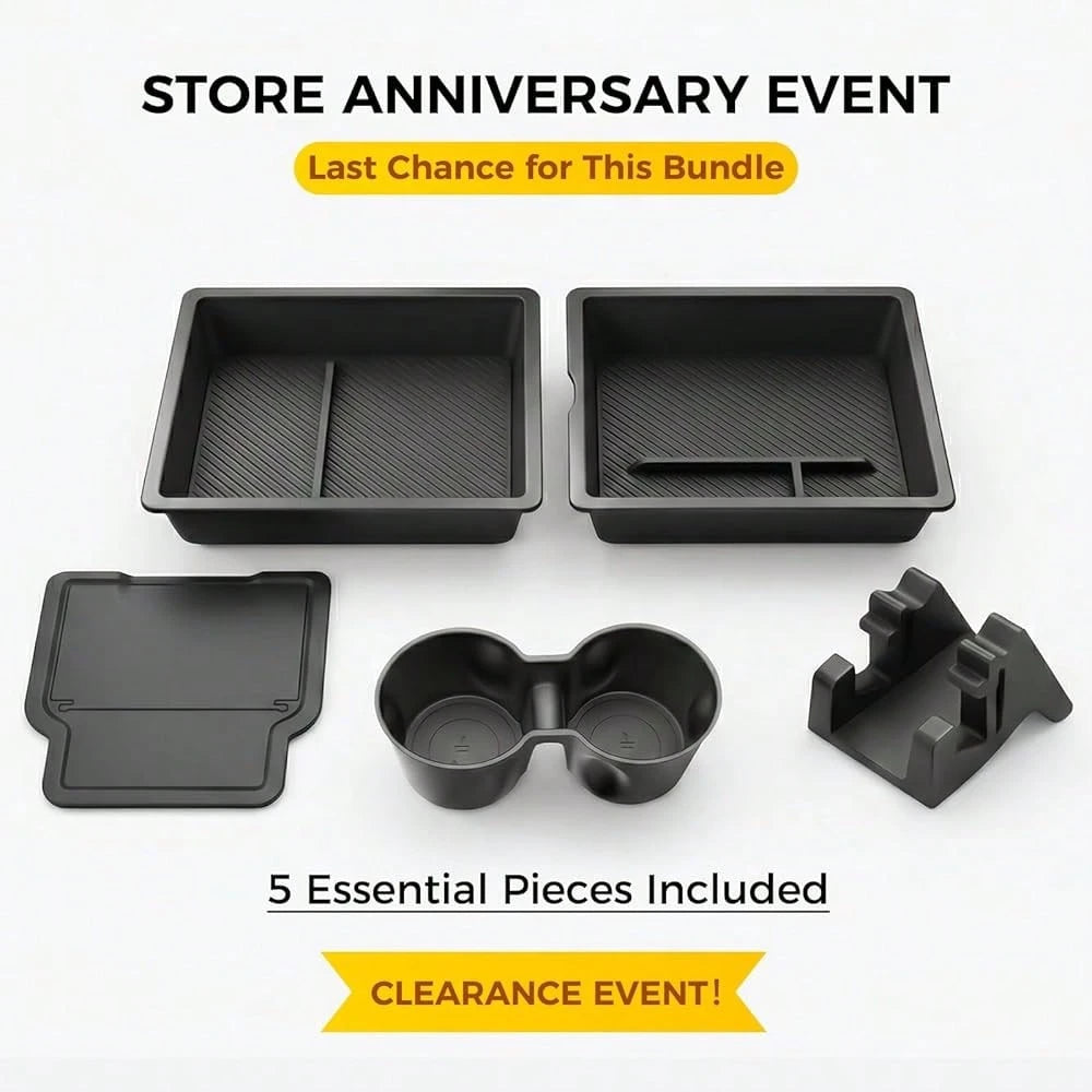 Console Organizer 5PCS Compatible With Tesla Model Y Juniper2026, Armrest Storage Tray, Hidden Storage Box, Cup Holder, Phone Holder – Interior Accessories For New Model Y/3 2025