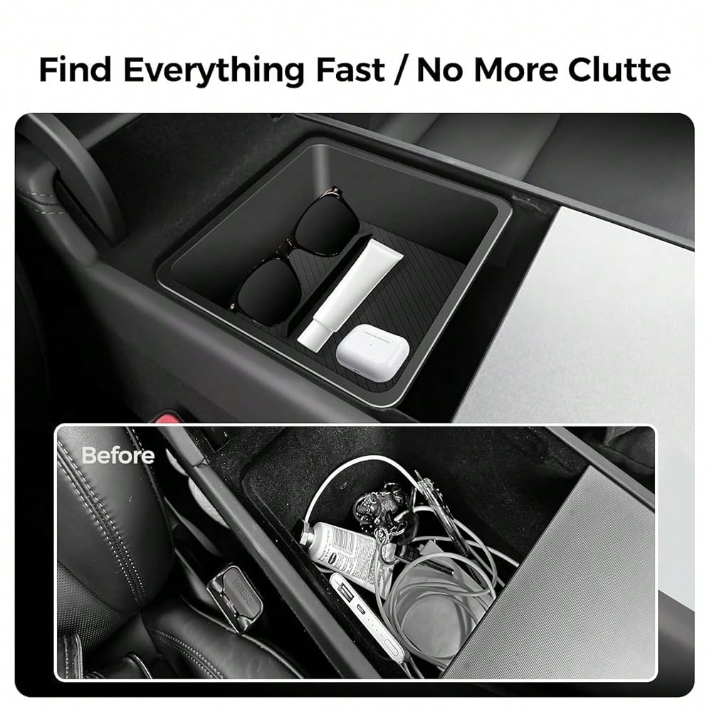 Console Organizer 5PCS Compatible With Tesla Model Y Juniper2026, Armrest Storage Tray, Hidden Storage Box, Cup Holder, Phone Holder – Interior Accessories For New Model Y/3 2025