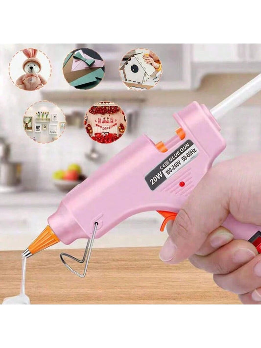 Corded Mini Hot Glue Gun, 20W Hot Glue Gun, Fast Heating Industrial High Temperature Glue Tool, Mini Glue Gun Kit For Kids School Crafts And Quick Home Repair, Suitable For 7mm Glue Sticks, Pink Hot G