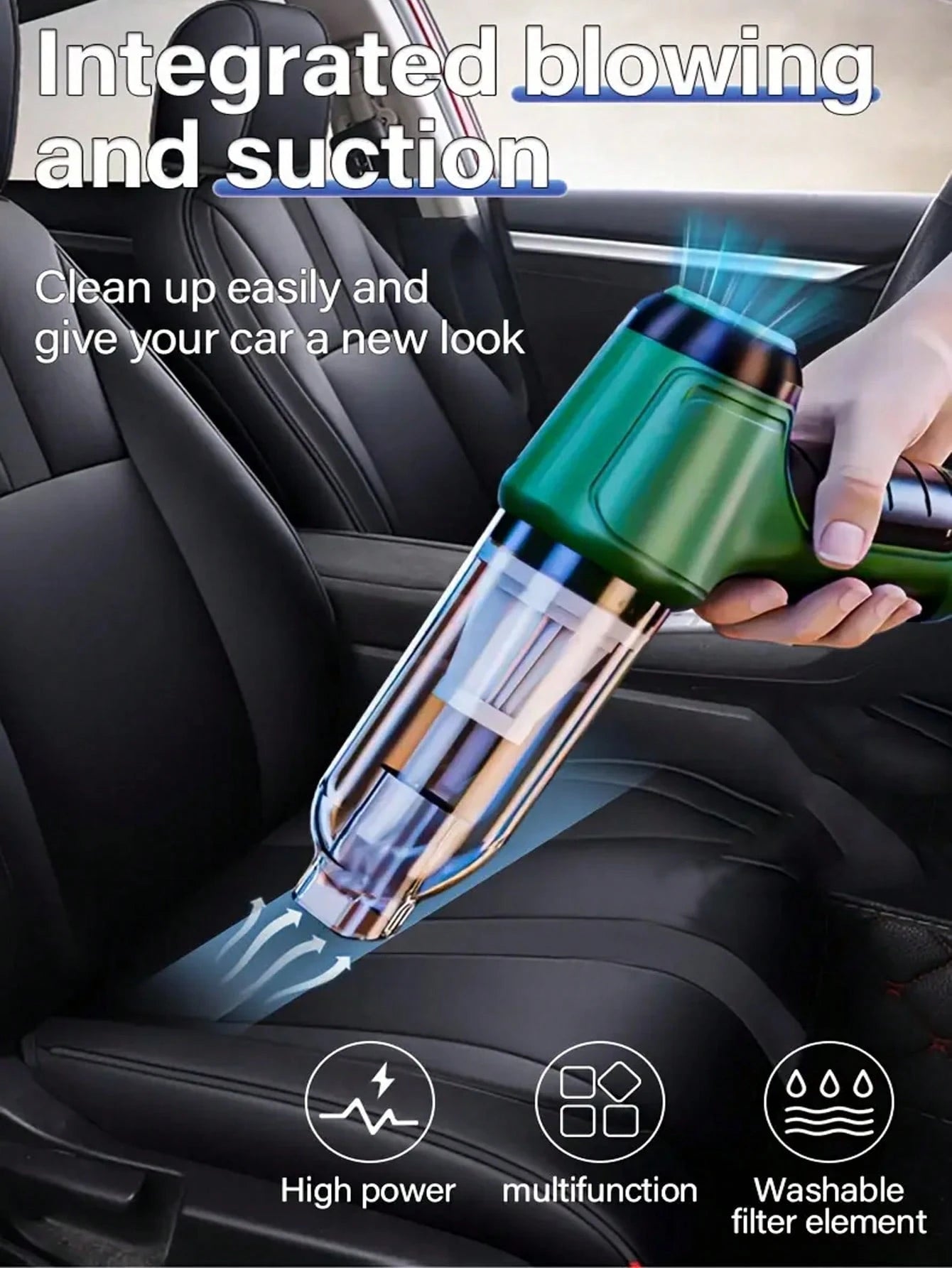 Cordless Handheld Car Vacuum Cleaner, Mini Portable Wireless Auto Vacuum, Lightweight & Mini Compact Design, Easy Carry Car Interior Cleaner, Washable Filter, 6 Accessories Kit, Multi-Nozzle, Car Acce
