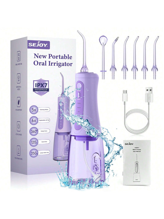 Cordless Portable Water Flosser, 5 Cleaning Modes, 6 Nozzles, Dental Professional Oral Cleaner, Effectively Cleans Teeth And Improves Oral Health