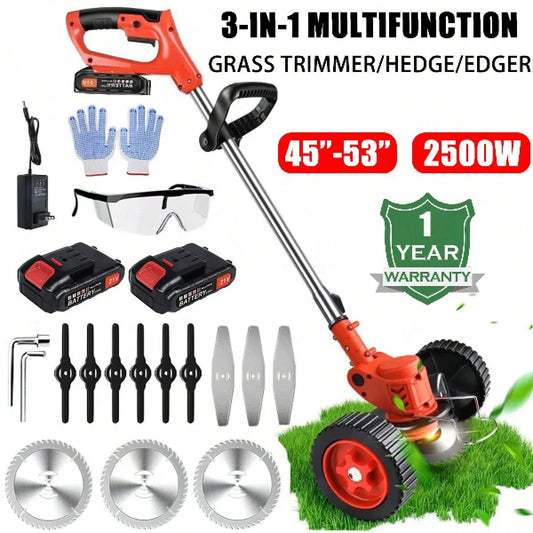 Cordless String Trimmer, Edger Whacker Grass Eater Lawn Cutter W/2* Battery, Garden Tools (21V)