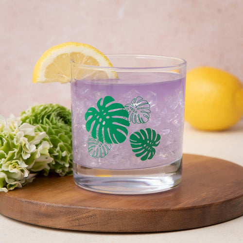 Counter Couture - Monstera Rocks Glass | Whiskey Glass | DOF | Cocktail Glass