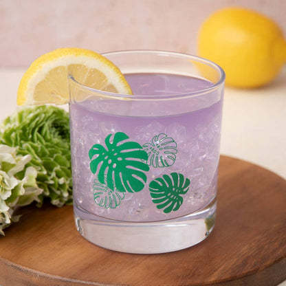 Counter Couture - Monstera Rocks Glass | Whiskey Glass | DOF | Cocktail Glass