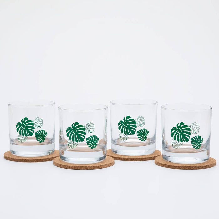 Counter Couture - Monstera Rocks Glass | Whiskey Glass | DOF | Cocktail Glass