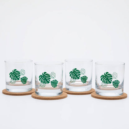 Counter Couture - Monstera Rocks Glass | Whiskey Glass | DOF | Cocktail Glass
