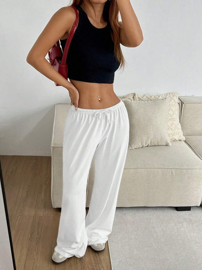 CovetEZ Women's Casual Heart Cartoon Bear Printed Drawstring Waist Long Pants Valentine Day