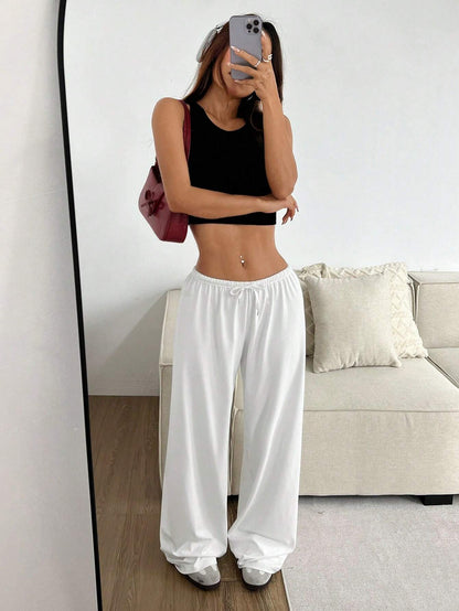 CovetEZ Women's Casual Heart Cartoon Bear Printed Drawstring Waist Long Pants Valentine Day