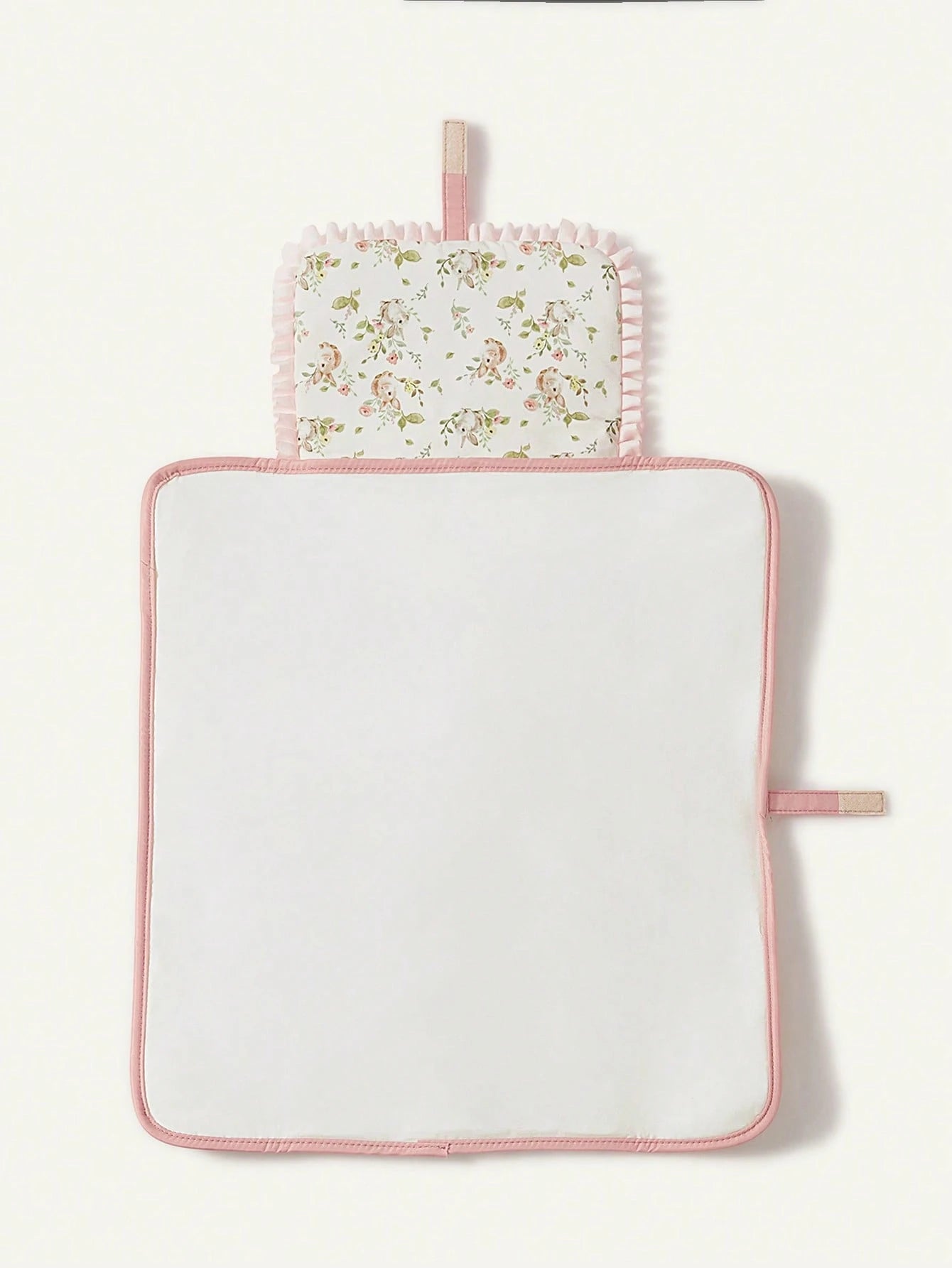 Cozy Pixies 1pc Floral Rabbit Adorable Ruffle Oxford Cloth Baby Diaper Pad, New Fashionable Convenient Baby Waterproof Changing Pad, Portable For Outdoor & Casual Use