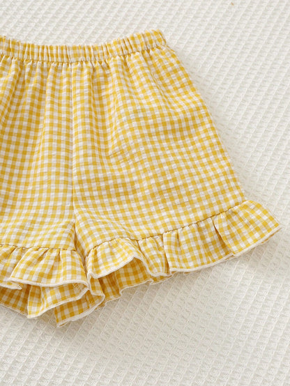Cozy Pixies 2pcs Baby Girl Cartoon Duck Decor Bow Strap Top And Elastic Waist Shorts Set