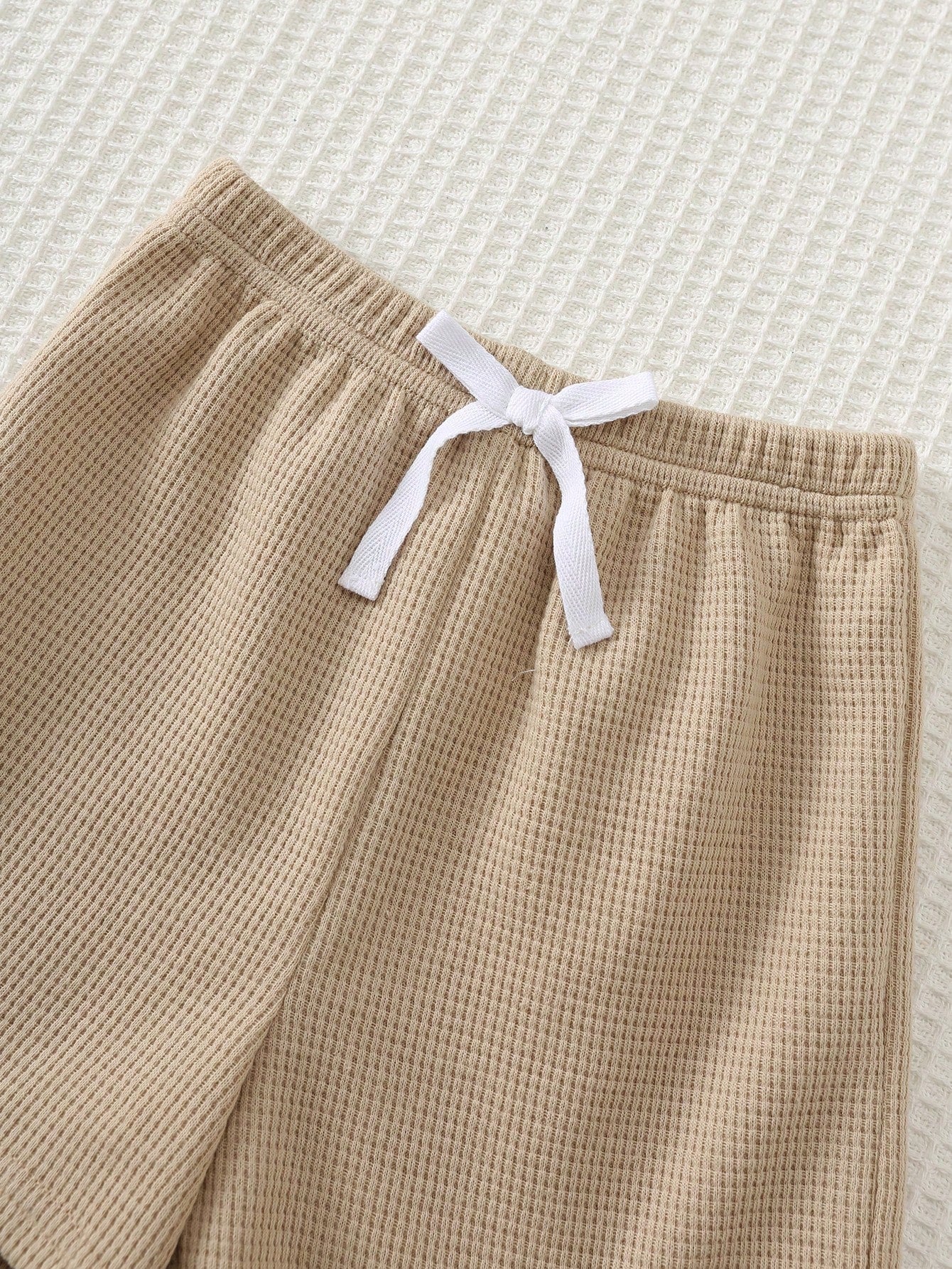 Cozy Pixies Baby Boy Baby Boy Khaki Knit Soft Waffle Fabric Horse Logo Embroidered Gentleman Vest White Short Sleeve Shirt Elastic Waist Shorts 3pcs Set Suitable For Summer Autumn All Seasons Multiple