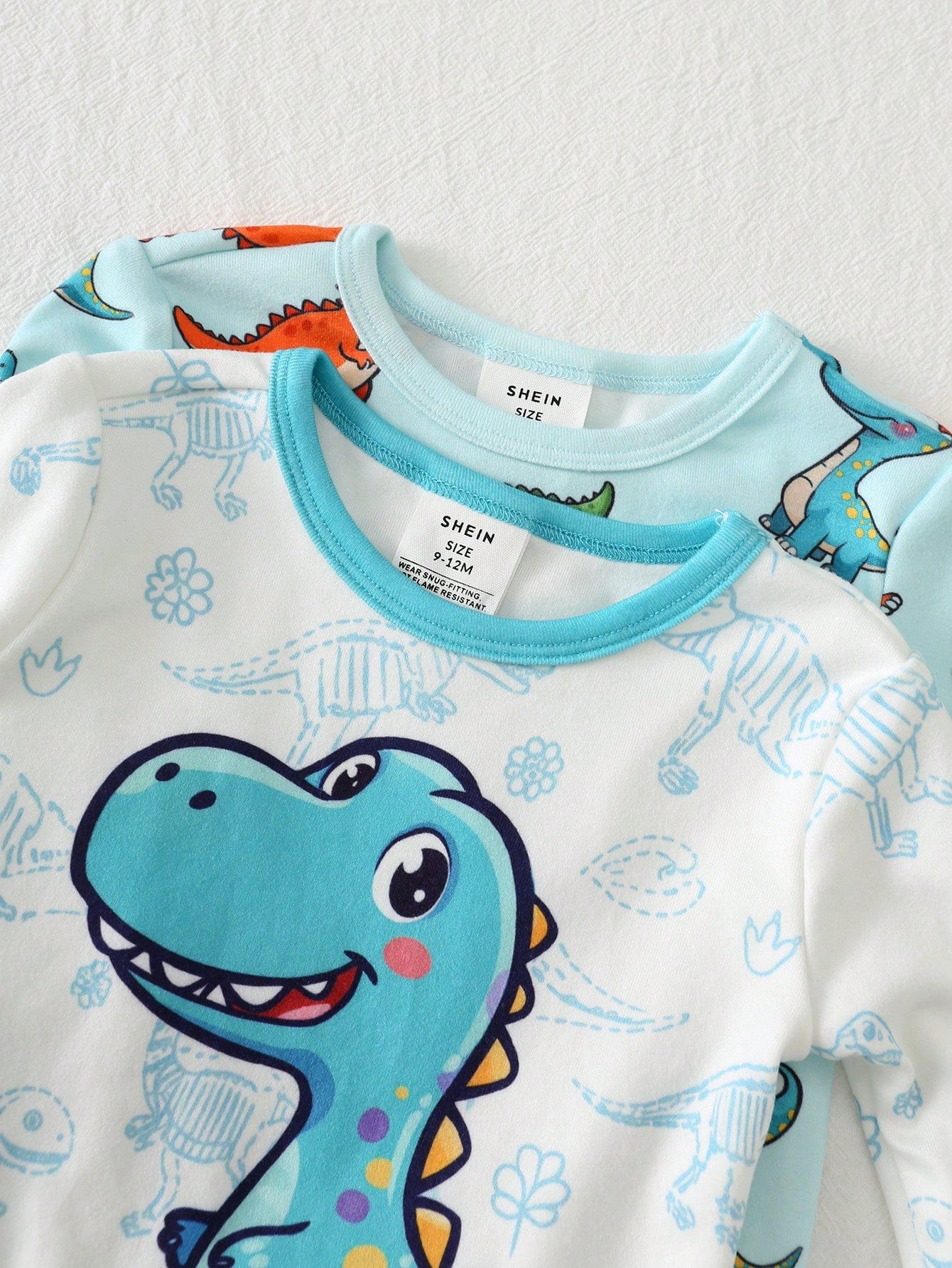 Cozy Pixies Baby Boy Cartoon Animal Print Knit Soft Round Neck Long Sleeve Top And Elastic Waist Long Pants 2-Piece Snug Fit Pajama Set