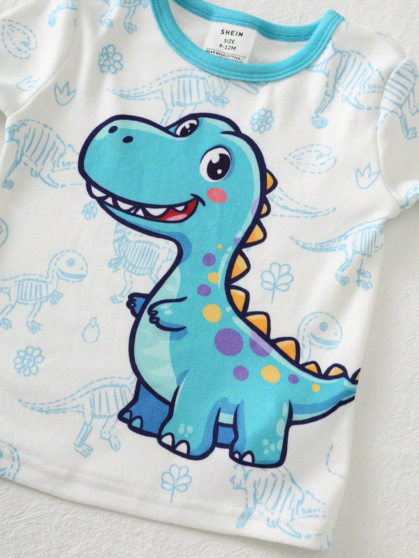 Cozy Pixies Baby Boy Cartoon Animal Print Knit Soft Round Neck Long Sleeve Top And Elastic Waist Long Pants 2-Piece Snug Fit Pajama Set