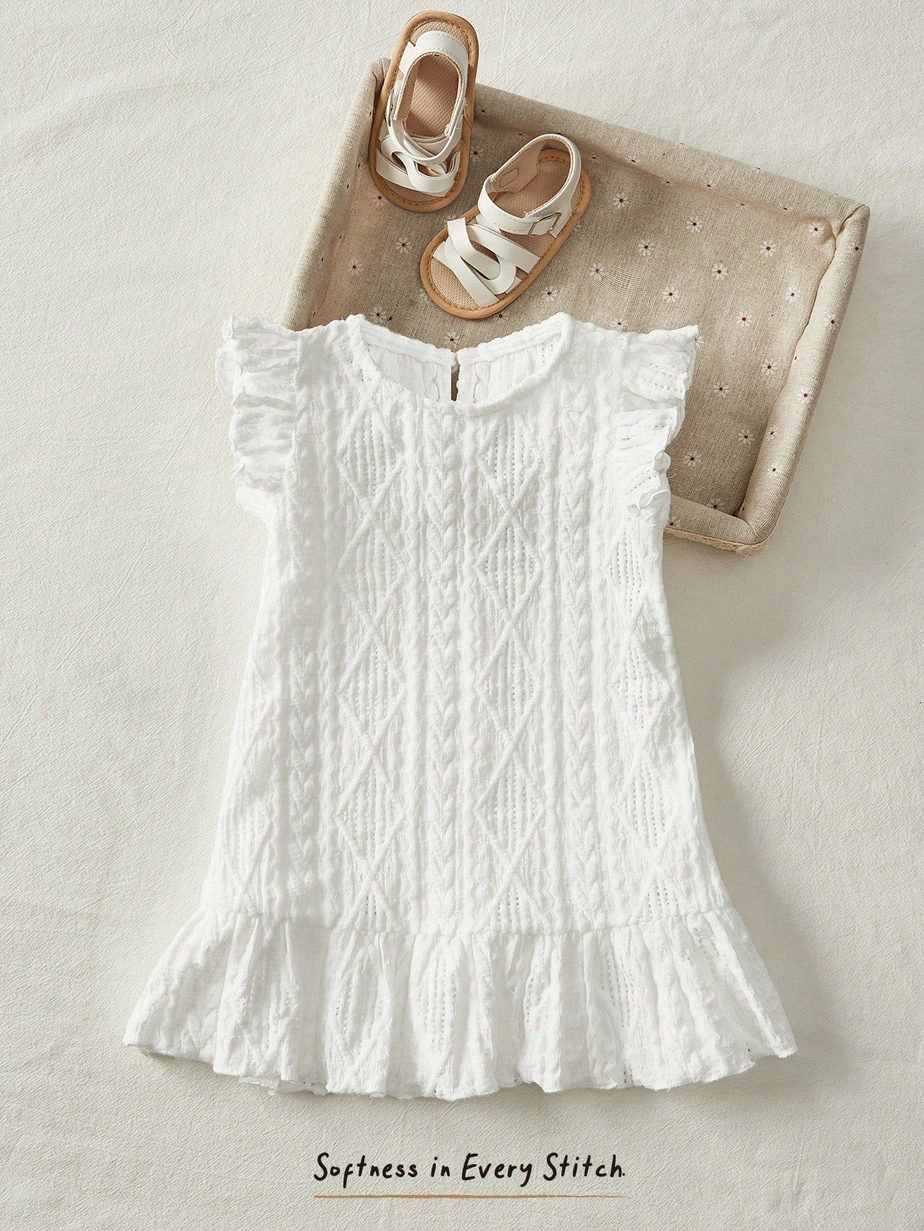 Cozy Pixies Babygirl Cute Polka Dot Ruffle Hem Sleeveless Casual Vacation Dress, Summer