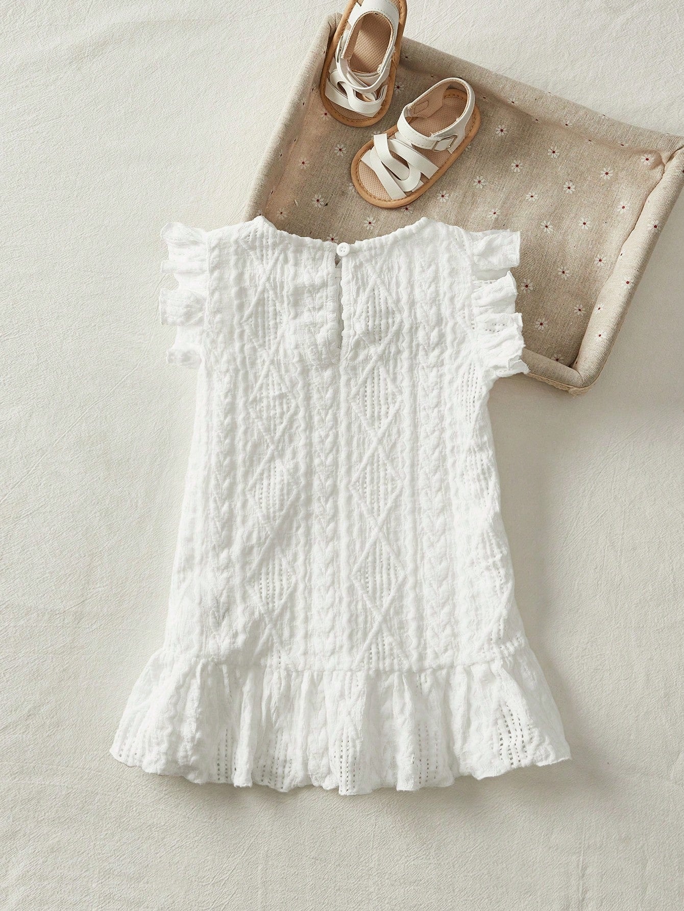 Cozy Pixies Babygirl Cute Polka Dot Ruffle Hem Sleeveless Casual Vacation Dress, Summer