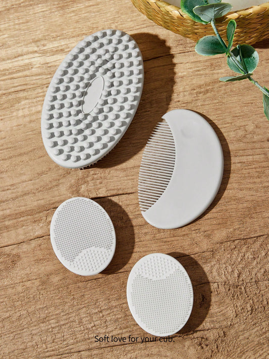 Cozy Pixies Cozycub 4pcs Bathroom Accessories Set: Comb + Silicone Brush
