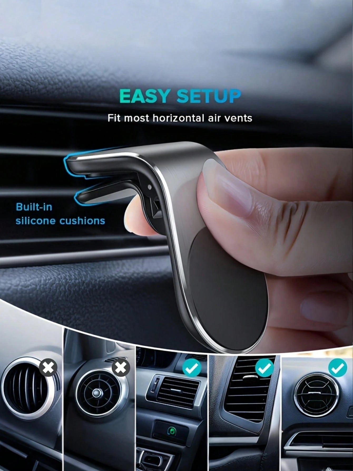 Creative L-Shaped Car Phone Mount, Air Vent Cell Phone Holder, Universal Car Navigation Smartphone Stand, Compatible With Most Smartphones, Practical Essential Driving Accessory