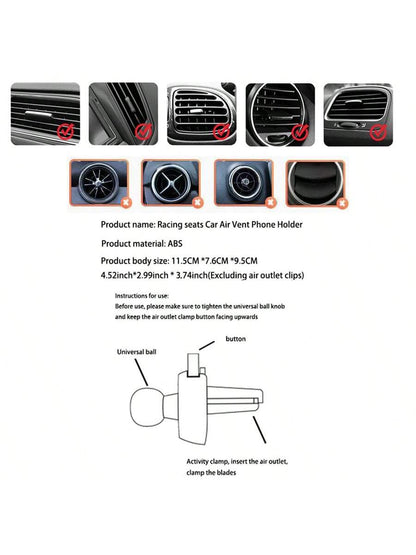 Creative Racing Seat Style Car Phone Holder, Universal Car Air Vent Mount Phone Stand
